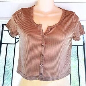 ROMWE - Cropped Brown Top